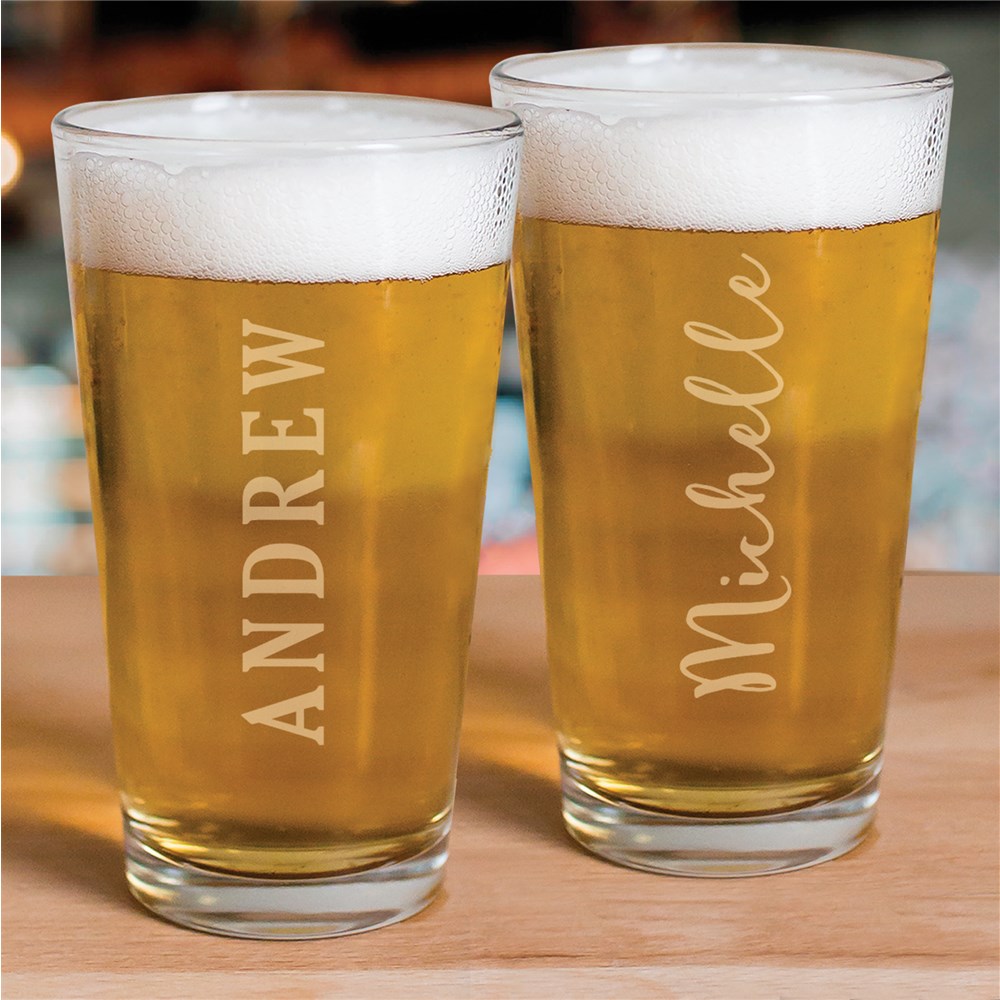 Engraved Vertical Name Pint Glass Tsforyounow 5219