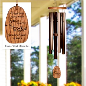 Engraved Happiness Grows Wind Chime