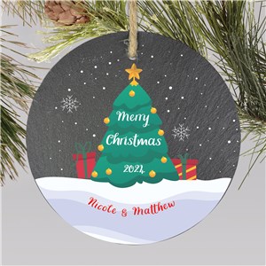 Personalized Christmas Tree Slate Ornament