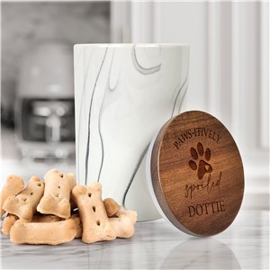 Engraved Pawsitively Spoiled Marble Treat Jar L19062334