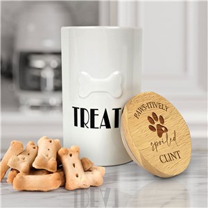 Engraved Pawsitively Spoiled Bone Treat Jar L19062335