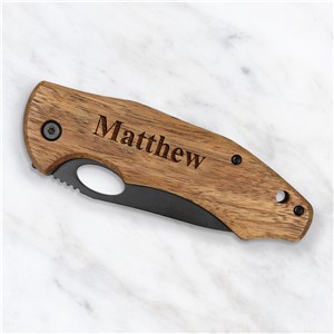 Engraved Name Wood Pocket Knife L19084295