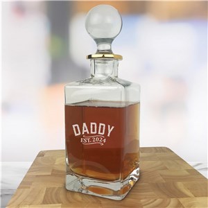 Engraved Dad Established Decanter with Gold Rim