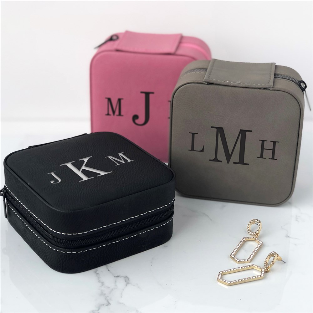 Monogrammed Engraved Travel Jewelry Box