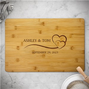 Engraved Couple's Names With Hearts 11x17 Bamboo Cutting Board L20113438