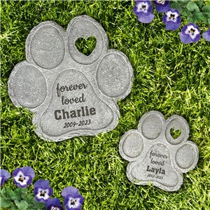 Engraved Forever Loved Paw Print Stone