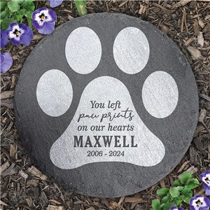Personalized Paw Print Memorial Round Slate Stone L20582414