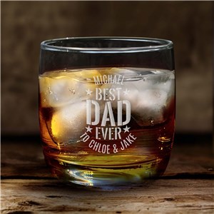 Engraved Best Dad Ever Whiskey Rocks Glass L21136196N