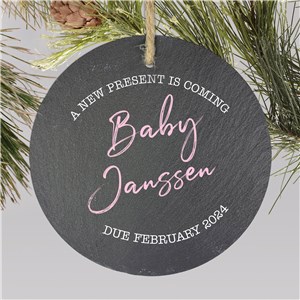 A New Present Is Coming Personalized Pregnancy Ornament