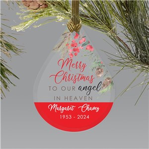 Custom Angel In Heaven Glass Teardrop Ornament