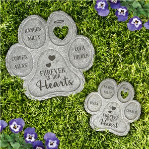 Engraved Furever in our Hearts Paw Print Stone L21934399X