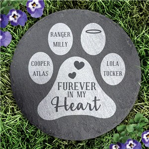 Engraved Furever In Our Hearts Round Slate Stone L21934414