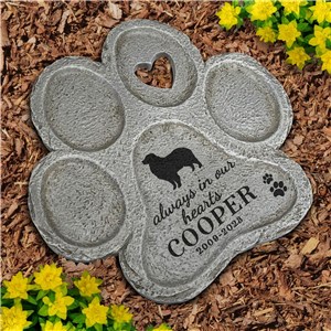 Engraved Memorial Dog Breed Paw Print Stone L22135399X