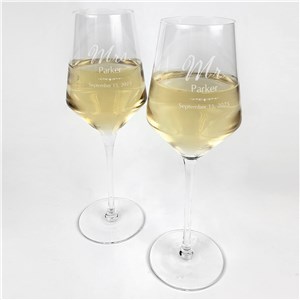 Engraved Mr. And Mrs. Wedding White Wine Estate Glass Set L2734363-S2