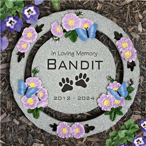 L5537431Engraved Pet Memorial In Loving Memory Butterfly & Floral Stepping Stone L5537431