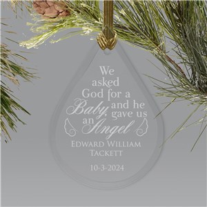 Engraved Tear Drop Memorial Ornament | Baby Angel Ornaments