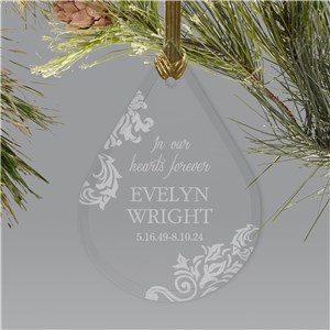 Engraved In Memory Of Tear Memorial Ornament | Personalized Memorial Ornaments