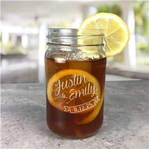 Engraved Couple's Names Small Mason Jar