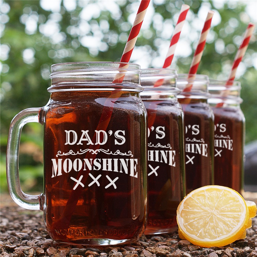 Personalized Moonshine Mason Jar Set Engraved Mason Jar Set For Dad