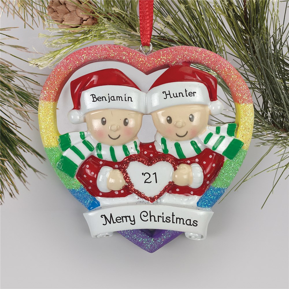 Personalized Same Sex Couple Male Ornament 