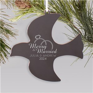 Merry & Married Dove Christmas Ornament For Newlyweds