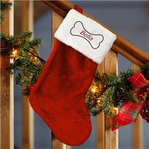 Embroidered Dog Bone Christmas Stocking