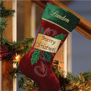 Embroidered Personalized Merry Christmas Stocking