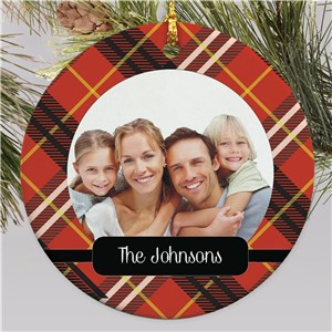 Plaid Ceramic Personalized Christmas Ornament | Personalized Ornament