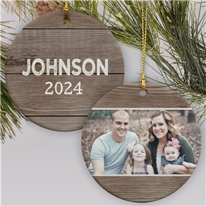 Personalized Wood Texture Ceramic Photo Ornament | Picture Ornament