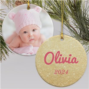 Personalized Glitter Name Photo Ornament | Personalized Christmas Ornaments For Kids