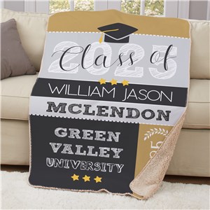 Personalized Graduation Sherpa Throw | College Grad Gift Ideas