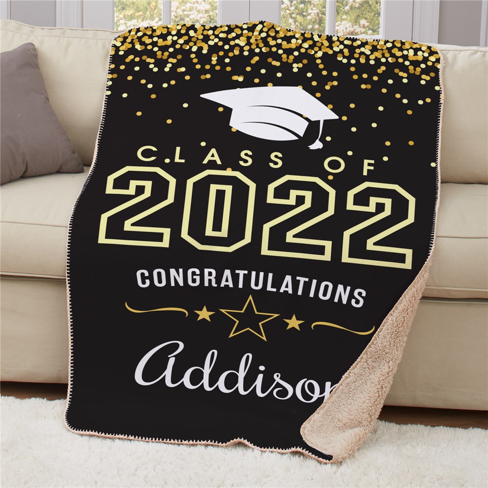 Personalized Class of Graduation Sherpa Blanket | GiftsForYouNow