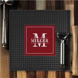Personalized Family Name & Initial Square Bar Mat U13144132SQ