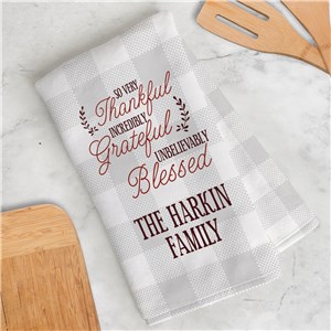 Personalized Thankful Grateful Blessed Dish Towel U13420125