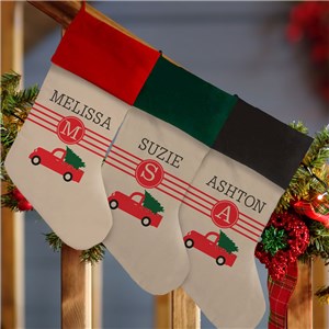 Personalized Red Christmas Truck Stocking | Personalized Christmas Stockings 