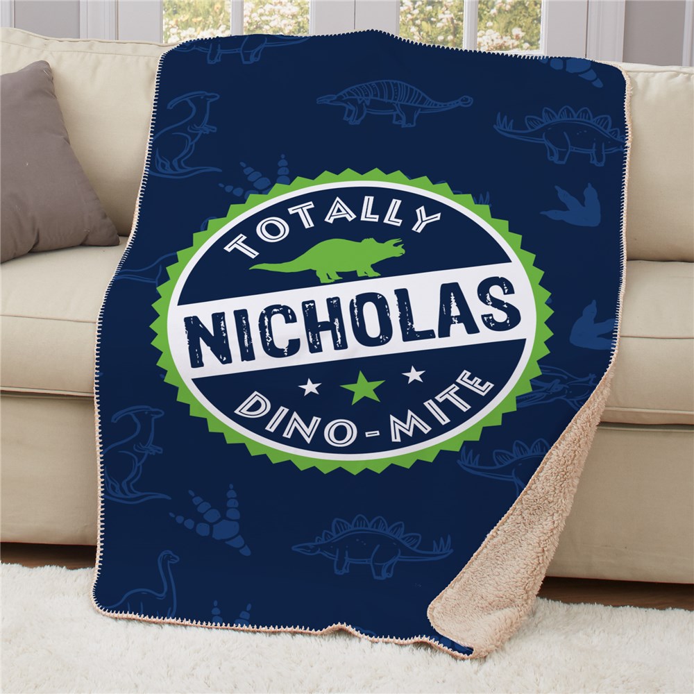 personalized dinosaur blanket