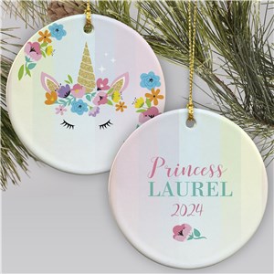 Personalized Princess Unicorn Ornament | Princess Ornament For Girls