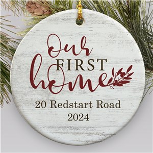 Personalized First Home Ornament | First Home Ornament With Leaf