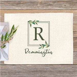 Personalized Leafy Square Border Linen Placemat U14790179