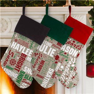Mens Personalized Christmas Stocking - Classic Light blue –