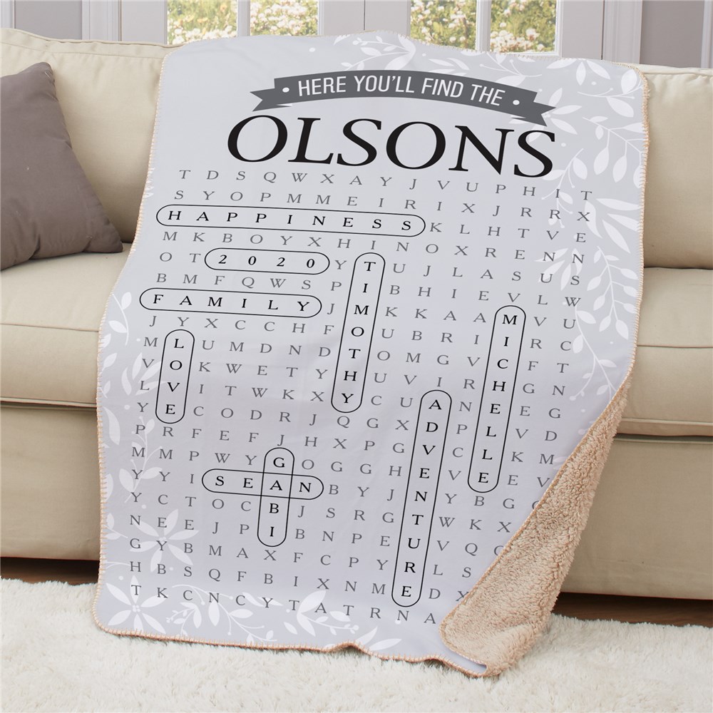 Personalized Here You ll Find Word Search Sherpa Blanket GiftsForYouNow