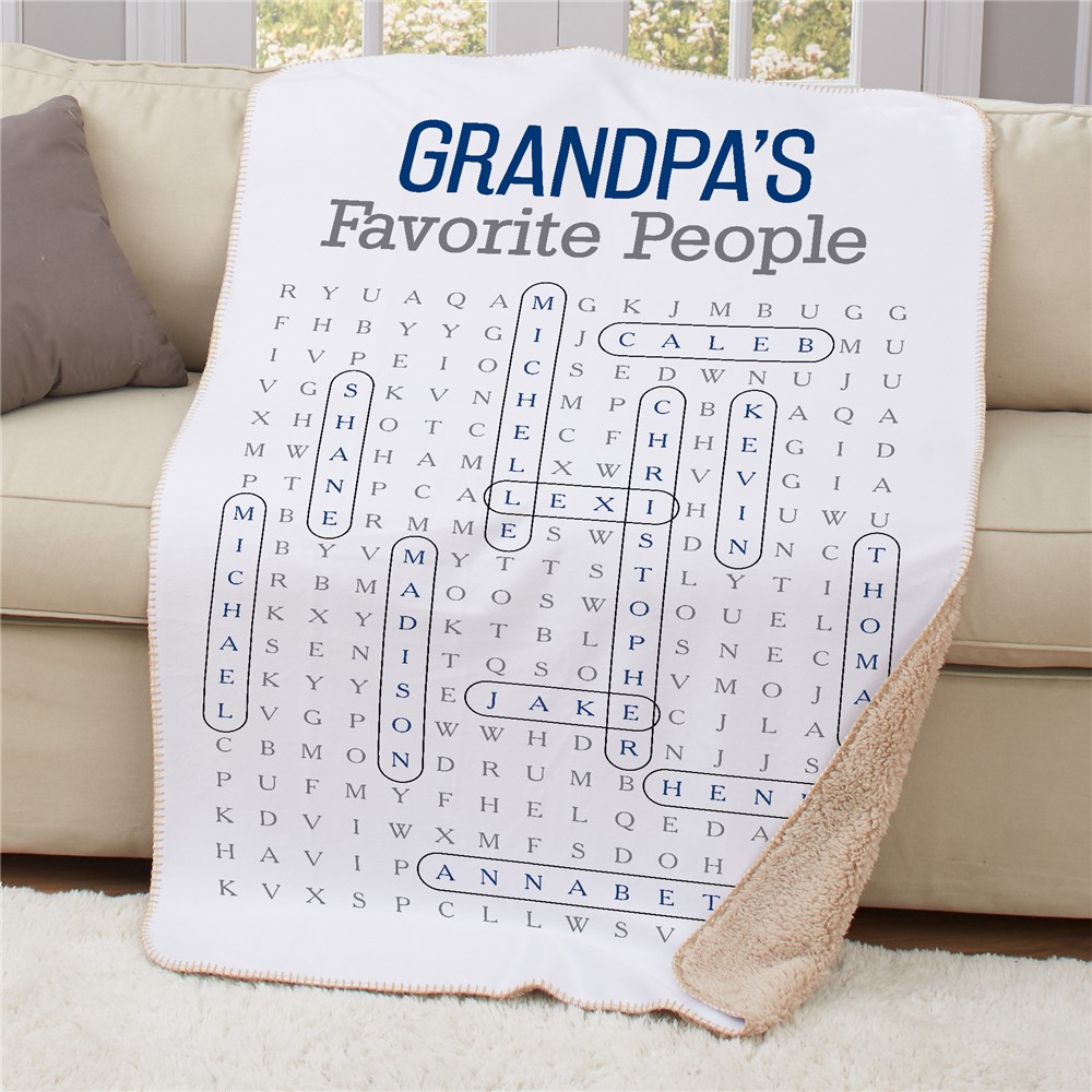 Personalized Favorite People Word Search Sherpa Blanket GiftsForYouNow