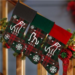 Personalized Plaid Christmas Stocking for Dogs or Cats