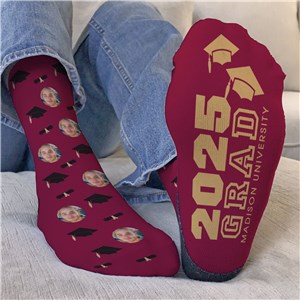 Personalized Graduation Diploma Cap and Photo Crew Socks