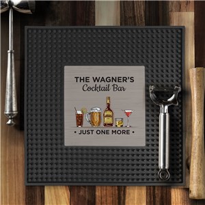 Personalized Cocktail Bar with Drinks Square Bar Mat U18003132SQ