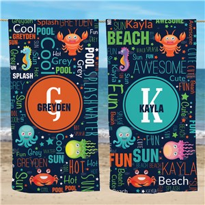 All Boy Gradient Personalized Kids Beach Towel