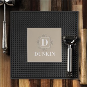 Personalized Family Name and Initial Square Bar Mat U18158132SQ