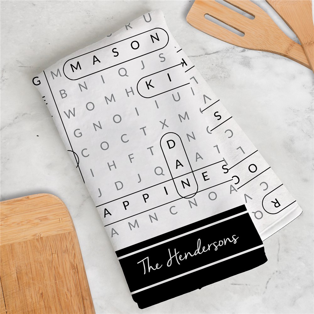 Personalized Family Word Search Dish Towel GiftsForYouNow