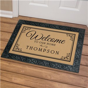 Custom Doormat Housewarming Gift Wedding Gift Idea Welcome to Our Home  Personalized Doormat Initials Doormat Welcome Mat 