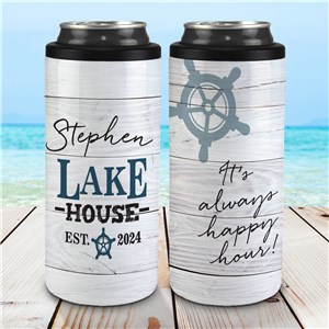 Personalized It's Always Happy Hour at the Lake House Can Cooler